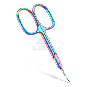 Rainbow Curved Cuticle Scissors – Extra Fine Stainless Steel for Precision Care